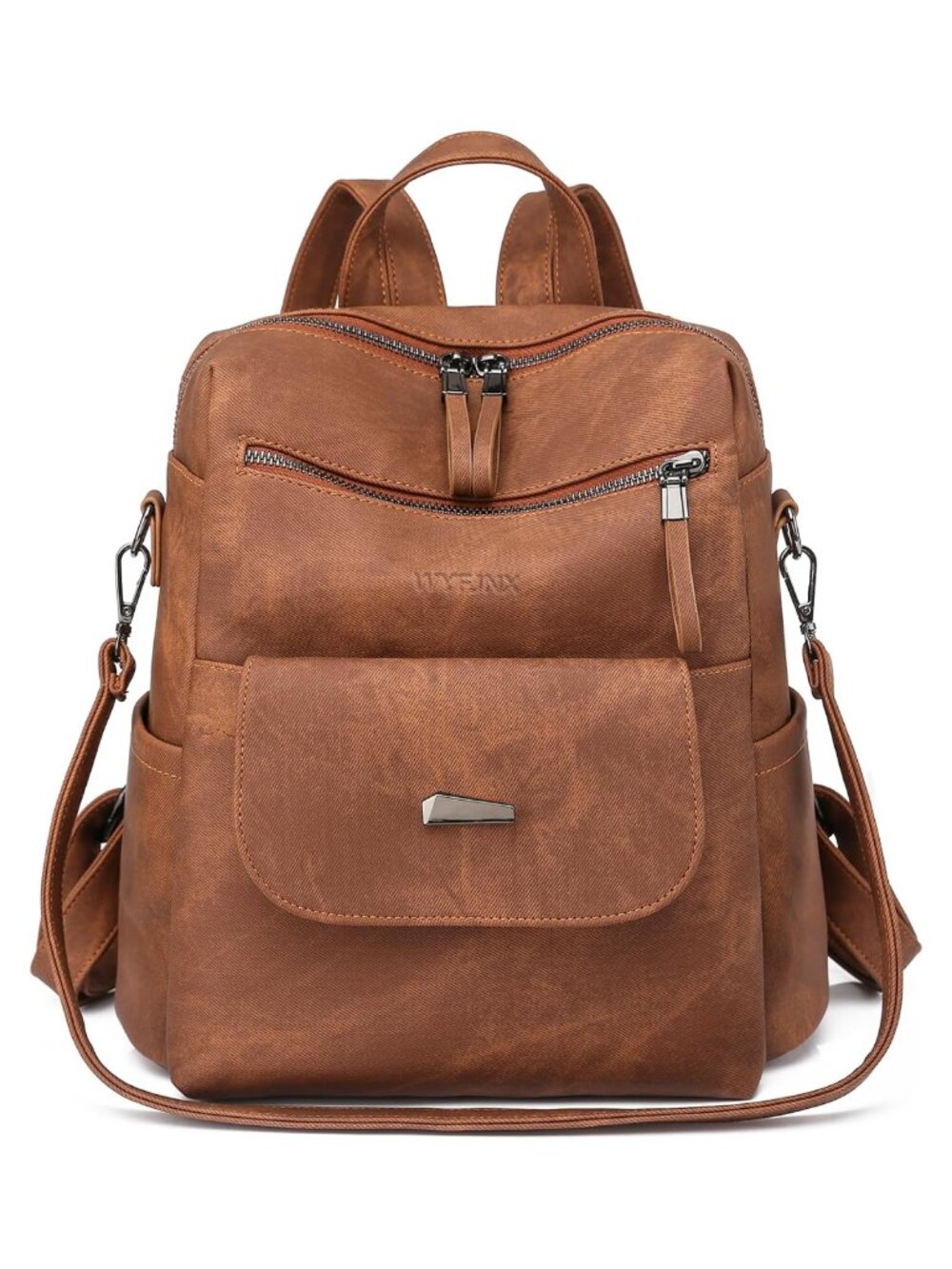 Faux Leather Small Backpack Purse Adjustable Straps Multi Pocket Travel